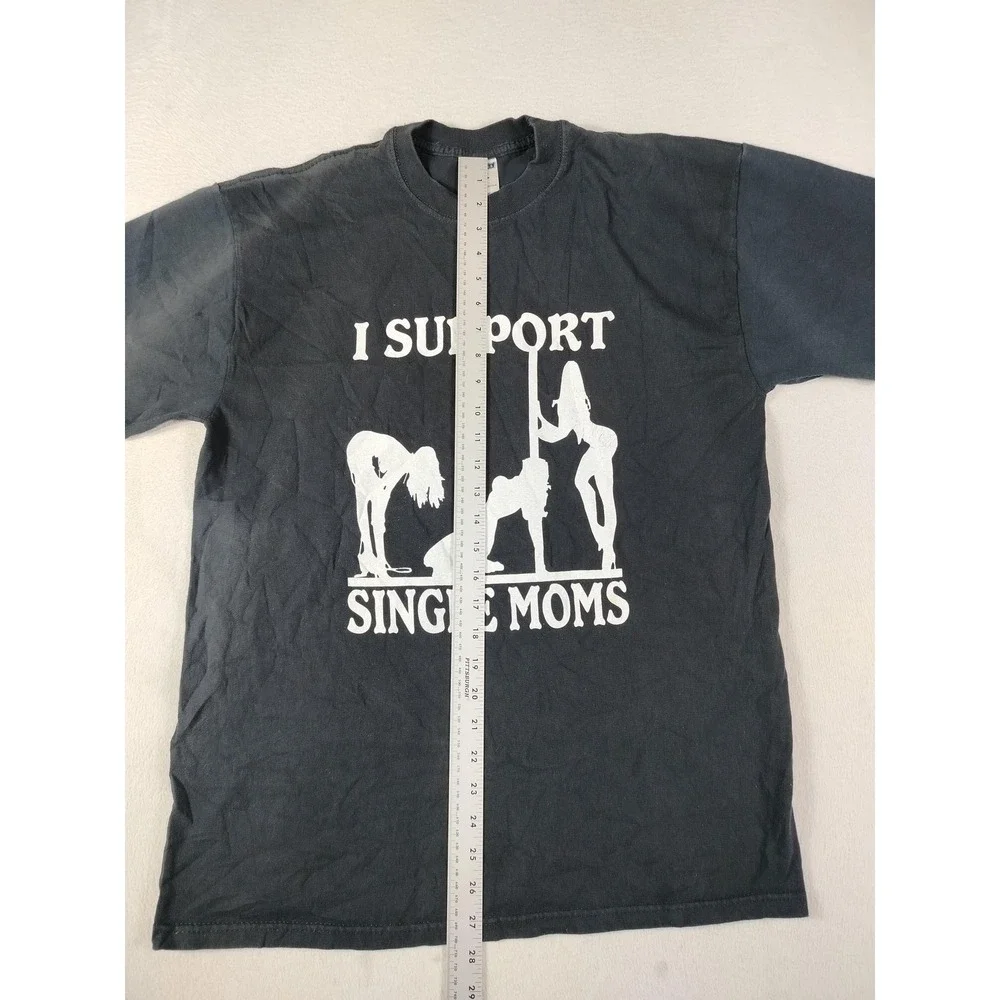 Vintage Jerzees Shirt Mens Large‎ Black I Support Single Moms Adult Humor Casual
